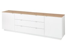Wohnwand >Core< (3-teilig) in weiß supermatt / Artisan Dekor - 240x77x44 (BxHxT)