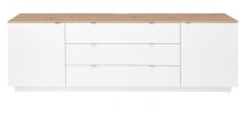 Wohnwand >Core< (3-teilig) in weiß supermatt / Artisan Dekor - 240x77x44 (BxHxT)