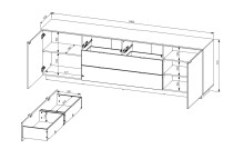 Wohnwand >Core< (3-teilig) in weiß matt / Artisan Dekor - 240x77x44 (BxHxT)