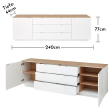Wohnwand >Core< (3-teilig) in weiß matt / Artisan Dekor - 240x77x44 (BxHxT)