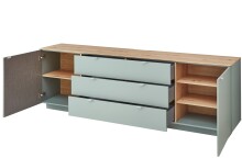 Wohnwand >Core< (3-teilig) in schilf matt / Artisan Dekor - 240x77x44 (BxHxT)