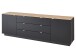 Wohnwand >Core< (3-teilig) in schwarz matt / Artisan Dekor - 240x77x44 (BxHxT)