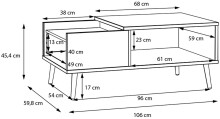 Couchtisch >Harllson< mit Schublade und Fach, in Weiss/ Mauvella Eiche Dekor - 106x45,4x59,8cm (BxHxT)