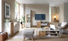 Wandboard >ALVERNO< in Asche/Coast Evoke Eiche Lamelle-Dekor - 160x24x20 (BxHxT)