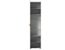 Glasvitrine >ALVERNO< in Asche/Coast Evoke Eiche Lamelle-Dekor - 50x208x40 (BxHxT)