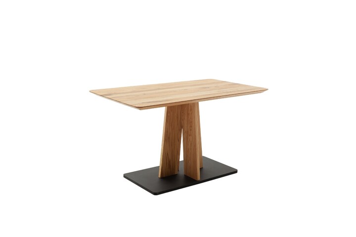 Esstisch >MARILIA< schweizer Kante, in Wildeiche Massiv / schwarz - 140x76x80 (BxHxT)