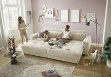 Big-Sofa >BARURA Loveseat< mit 4 Kissen, Bezug Cord-Optik creme / beige - 292x90x194 (BxHxT)