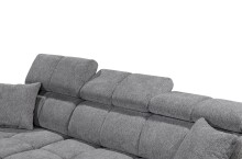 Ecksofa >SYDNEY< Elektrische Sitztiefenverstellung, 3 verstellbare Kopfstützen, Bettkasten, in anthrazit - 268x105x172 (BxHxT)