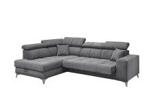 Ecksofa >SYDNEY< Elektrische Sitztiefenverstellung, 5 verstellbare Kopfstützen, Bettkasten, in anthrazit - 282x105x198 (BxHxT)