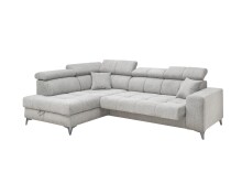 Ecksofa >SYDNEY< Elektrische Sitztiefenverstellung, 5 verstellbare Kopfstützen, Bettkasten, Bezugsstoff "taupe" - 282x105x198 (BxHxT)