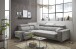 Ecksofa >SYDNEY< Elektrische Sitztiefenverstellung, 5 verstellbare Kopfstützen, Bettkasten, Bezugsstoff "taupe" - 282x105x198 (BxHxT)