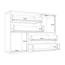 Sideboard >Skive< 4 Schubladen, 2 Türen, in Betonoptik / Artisan Eiche Dekor - 124,9x95,9x41,3cm B/H/T