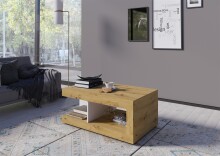 Couchtisch >LUCI< in Artisan Eiche Dekor / Alpinweiß - 104x45x64 (BxHxT)
