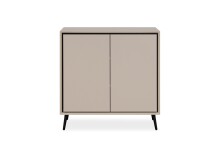 Kommode >Arona< 2 Türen, 2 Böden, in Sand / Schwarz - 90x90x38cm (BxHxT)