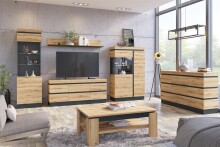 Wohnwand >Corte< (3-teilig) in Coast Evoke Eiche Dekor - 222x201x45 (BxHxT)