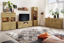 Wohnwand >Cortina< (3-teilig) in Grandson Eiche Dekor - 259x155x41 (BxHxT)