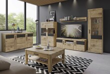 Wohnwand >Grano< (4-teilig) in Viking Eiche Dekor - 317x195x41 (BxHxT)