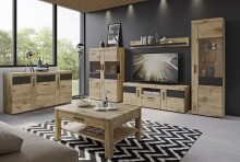 Wohnwand >Grano< (3-teilig) in Viking Eiche Dekor - 215x195x41 (BxHxT)