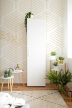 Garderobenschrank >Andy< 1 Tür, 5 Böden, in Weiß - 50x187x34cm (BxHxT)