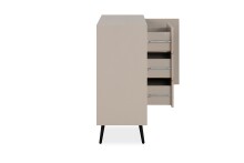 Sideboard >Arona< 2 Türen, 3 Schubladen, 4 Böden, in Sand / Schwarz - 135x90x38cm (BxHxT)