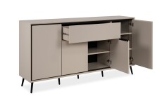 Sideboard >Arona< 4 Türen, 1 Schublade, 6 Böden, in Sand / Schwarz - 175x90x38cm (BxHxT)