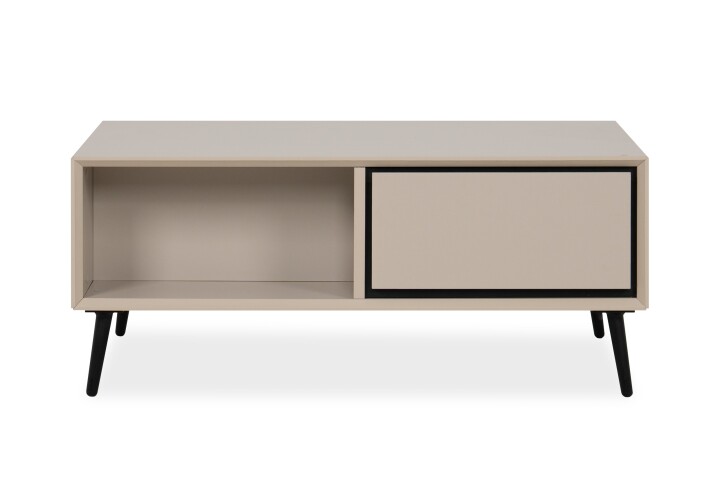 Couchtisch >Arona< 2 Schubladen, 2 Fächer, in Sand / Schwarz - 94x40x55cm (BxHxT)