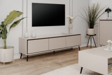Lowboard >Arona< 3 Klappen, in Sand / Schwarz - 175x50x38cm (BxHxT)