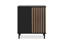 Kommode >Monza< 2 Türen, 2 Böden, 3D-Lamellen-Optik, in schwarz / Dekor Artisan Eiche - 80x90x40cm (BxHxT)