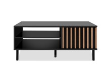 Couchtisch >Monza< 2 Türen, 3D-Lamellen-Optik, in schwarz / Dekor Artisan Eiche - 110,5x47x67cm (BxHxT)