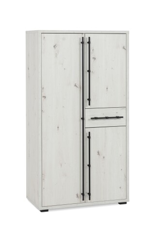 Highboard >Almo< 3 Türen, 1 Schublade, 5 Böden, in Dekor Artisan Eiche weiß - 75,3x140x38,5cm (BxHxT)