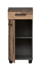 Badkommode >Veris< 1 Tür, 1 Schublade, Old-Wood Vintage Dekor / Betonoptik - 40,2x90,8x34,8cm B/H/T