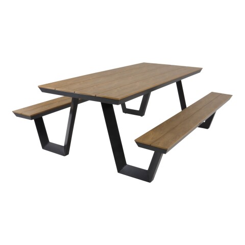 Garten-Essgruppe >Arezzo< in teaklook, Polywood - 200x75x177,5cm (BxHxT)