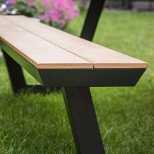 Garten-Essgruppe >Arezzo< in teaklook, Polywood - 200x75x177,5cm (BxHxT)