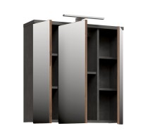 Badezimmerspiegelschrank >Veris< LED-Beleuchtung, Spiegel, Betonoptik grau - 68,6x68,1x20cm (B/H/T)