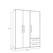 Kleiderschrank >Mokkaris< 2 Schübe, Artisan Eiche Dekor / Weiß - 144,4x200,1x58,8cm (BxHxT)