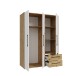 Kleiderschrank >Mokkaris< 2 Schübe, Artisan Eiche Dekor / Weiß - 144,4x200,1x58,8cm (BxHxT)