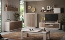 Sideboard >Siena< 2 Türen, 3 Schübe, Cashmere / Mercure Eiche Dekor - 180x80x50 (BxHxT)