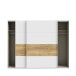 Schiebetürenschrank >MAYACUS< 3 Stangen, 3 Böden, weiß, Eiche Dekor - 269,9x210,5x61,2cm (BxHxT)