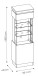 Glasvitrine >CAMPANIA< 1 Tür, 3 Böden, Alpinweiß / Anthrazit Dekor - 60x200x40cm (BxHxT)