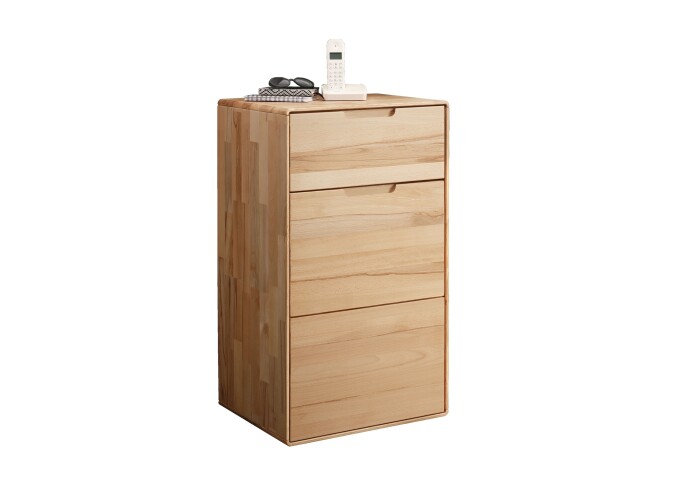 Hochkommode >KM-0663< 1 Tür, 1 Schub, 1 Boden, Kernbuche massiv geölt - 51x91x40cm (BxHxT)
