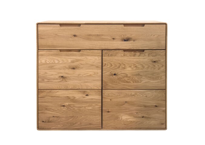Kommode >KM-0663< 2 Türen, 1 Schub, Wildeiche massiv geölt - 100x91x40cm (BxHxT)