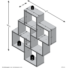Wandregal >LAURIO 2< in Brillantweiß - 81,2x94,3x15,7cm (BxHxT)