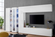 Vitrine >Benevent< in Weiß Hochglanz - 40x180x30cm (BxHxT)