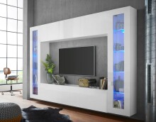 Vitrine >Benevent< in Weiß Hochglanz - 40x180x30cm (BxHxT)