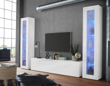 Vitrine >Benevent< in Weiß Hochglanz - 40x180x30cm (BxHxT)