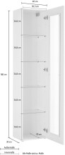 Vitrine >Benevent< in Weiß Hochglanz - 40x180x30cm (BxHxT)