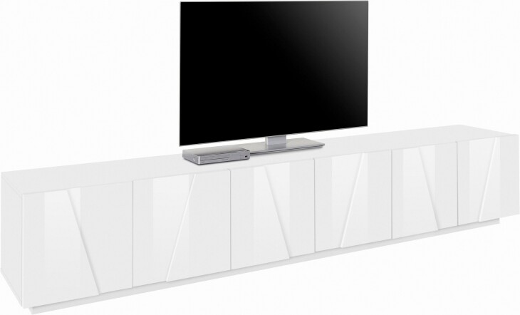 TV-Board >Piacenza< in Weiß Hochglanz - 243,6x46x44,2cm (BxHxT)