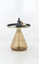 Beistelltisch >Brunello< in Braun, Glas - 45x45cm...