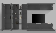 Wohnwand >Benevent< (7-teilig) in Anthrazit matt - 340x180x30 (BxHxT)