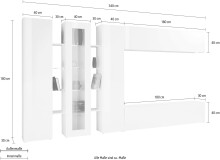 Wohnwand >Benevent< (7-teilig) in Anthrazit matt - 340x180x30 (BxHxT)